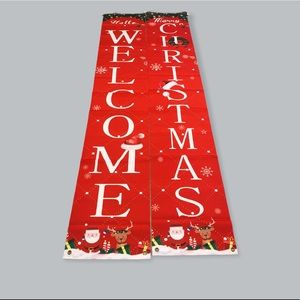 NWT HELLO WELCOME MERRY CHRISTMAS OUTDOOR BANNERS